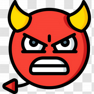 Devil Emoji - Devil Emoji Face With Yellow Horns Transparent PNG