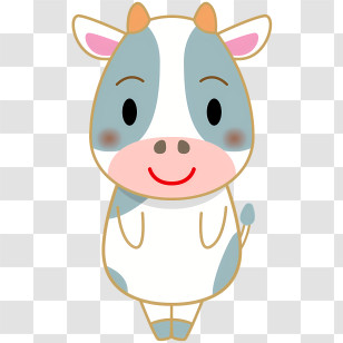 Cartoon Cow - Adorable Cartoon Cow With Happy Expression Transparent PNG