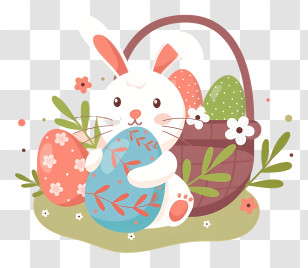 Easter Bunny - Easter Bunny Holding Decorated Egg Transparent PNG