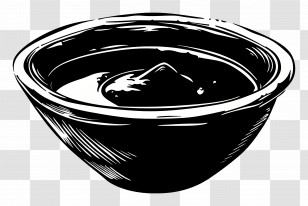 Ketchup Sauce - Black Bowl Of Liquid In Minimalist Art Transparent PNG