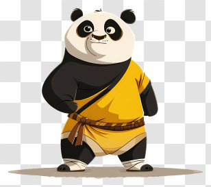 Kung Fu Panda - Cartoon Panda In Martial Arts Outfit Transparent PNG