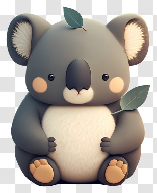 3d Kawaii Koala - Cute Grey Koala Doodle Transparent PNG