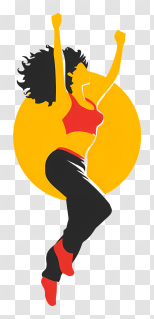 Zumba Logo - Energetic Jumping Woman Transparent PNG