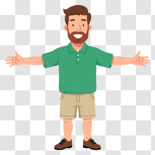 Man Feeling Happy - Welcoming Man Cartoon Transparent PNG