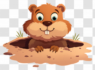 Groundhog Emerging From Hole - Cute Groundhog Peeking From A Hole Transparent PNG