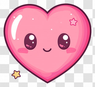 Kawaii Heart - Smiling Pink Cartoon Heart Illustration Transparent PNG