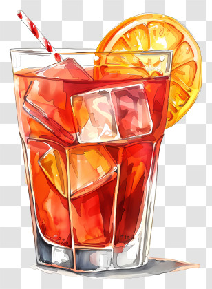Campari Cocktail - Glass Of Iced Tea With Orange Garnish Transparent PNG
