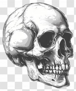 Skull - Illustrated Realistic Human Skull Artwork Transparent PNG