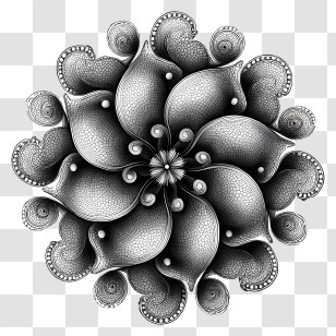 Swirl Mandala - Intricate Black And White Mandala Design Transparent PNG