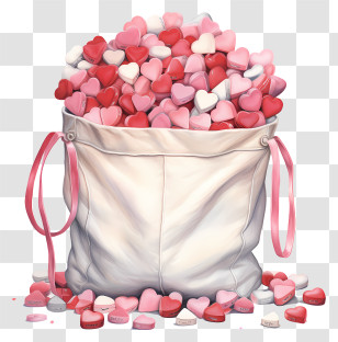 Confetti - Bag Full Of Heart-shaped Candies Transparent PNG