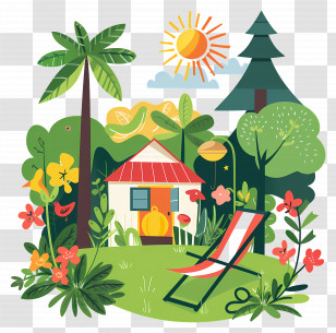 Summer Yard - Garden With House Transparent PNG