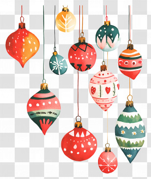 Hanging Christmas Balls - Colorful Christmas Ornaments Transparent PNG