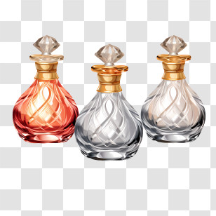 Perfume Bottle - Elegant Perfume Bottles With Diamond Caps Transparent PNG