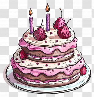 Birthday Cake - Birthday Cake With Candles And Decorations Transparent PNG