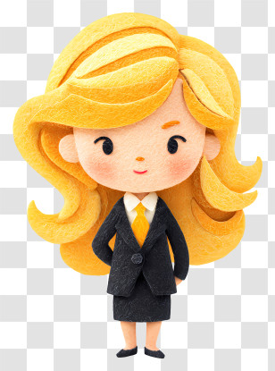 Yellow Hair Business Woman - Blonde Cartoon Woman In Suit Transparent PNG