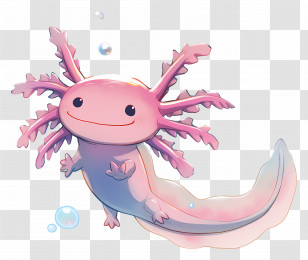 Axolotl - Cute Axolotl Cartoon Art Transparent PNG