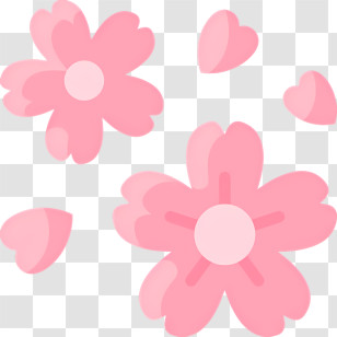 Pink Flowers - Pink Flowers With Petals And Hearts Transparent PNG