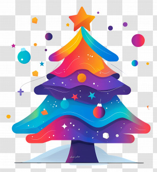 Christmas Tree - Colorful Christmas Tree Transparent PNG