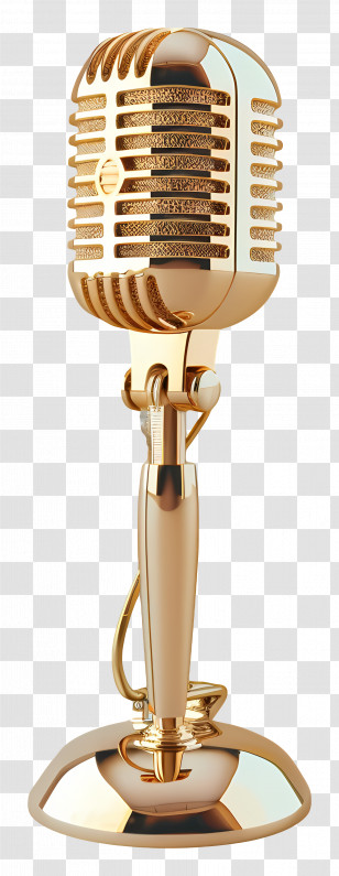 Gold Microphone - Classic Golden Retro Microphone Concept Transparent PNG