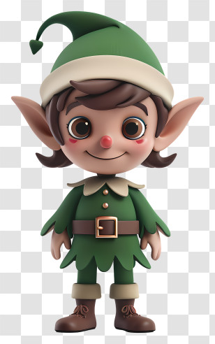 Christmas Elf - Cheerful Christmas Elf In Green Costume Transparent PNG