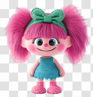 Tikiboo Troll - Pink Cartoon Character With Green Headband Transparent PNG