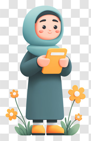 Muslim Woman Reading User Agreement - Girl In Teal Hijab Holding Book Transparent PNG