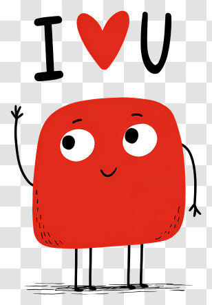 I Love You - Cute Red Square 'I ♥ U' Doodle Transparent PNG