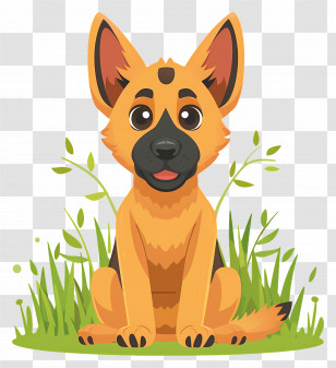 Dog German Shepherd - Cute Shepherd Dog Sitting On Grass Transparent PNG