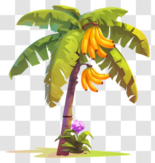 Banana Tree - Tropical Banana Tree Illustration Transparent PNG