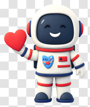 Astronaut Holding Heart - Cute Astronaut Holding Heart Transparent PNG