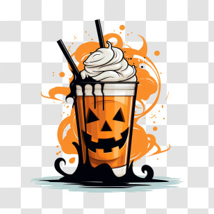 Halloween Milkshake - Pumpkin Milkshake With Jack-oâ€™-Lantern Face For Halloween Transparent PNG