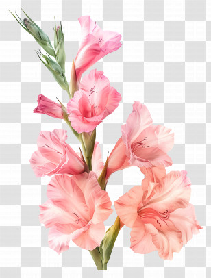 Pink Gladioli - Pink Gladiolus Flowers Blooming Transparent PNG