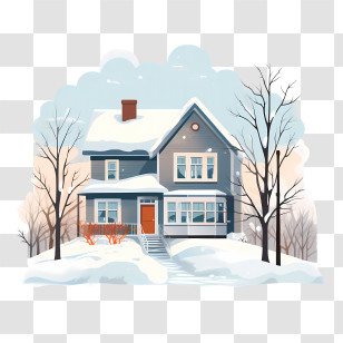 Winter House - Snow-Covered Winter House Illustration Transparent PNG