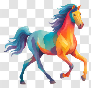 Watercolor Horse - Colorful Galloping Horse Illustration Transparent PNG