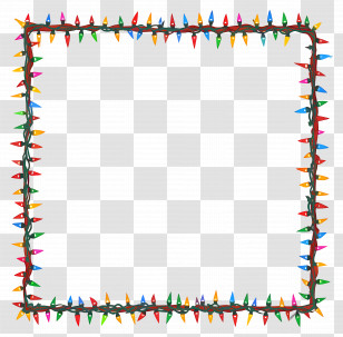 Christmas Lights Border - Colorful Christmas Lights Frame Transparent PNG