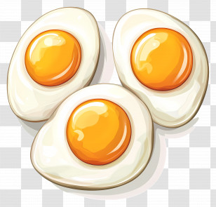 Fried Eggs - Three Fried Eggs Illustration For Breakfast Theme Transparent PNG