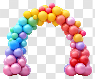 Cartoon Birthday Balloon Arch - Rainbow Balloon Arch For Celebrations Transparent PNG