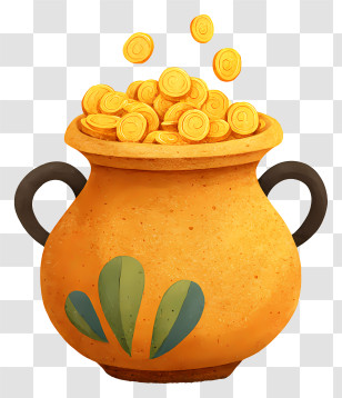 Golden Pot Filled With Coins - Pot Of Gold Coins Illustration Transparent PNG