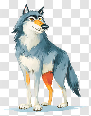 Watercolor Wolf - Cartoon Wolf Standing Proudly Transparent PNG