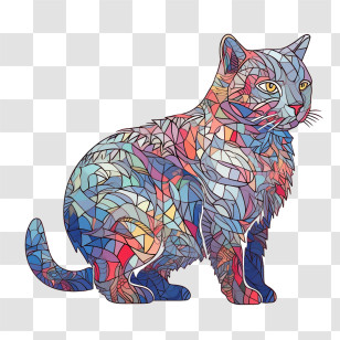 Hand Drawn Cat - Colorful Artistic Cat Illustration Transparent PNG