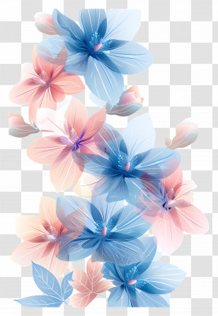 Flower Background - Beautiful Blue And Pink Flowers Transparent PNG