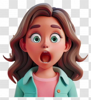 Girl Surprise - Surprised Cartoon Character In 3D Style Transparent PNG