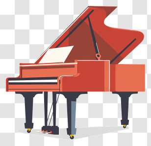Piano - Red Grand Piano Artwork Transparent PNG