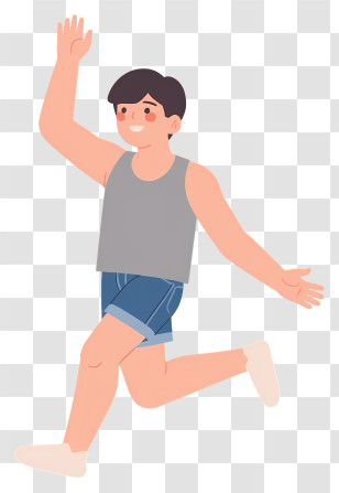 Man Feeling Happy - Running Boy In Casual Outfit Transparent PNG