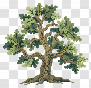 Oak Tree - Green Leafy Tree With Intricate Branches Transparent PNG