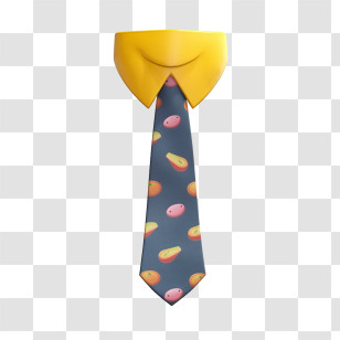 Necktie - Patterned Tie With Yellow Collar Transparent PNG