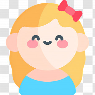 Baby Girl - Cartoon Girl With Bow And Smile Transparent PNG