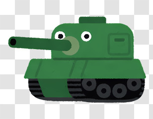 Icon - Cartoon Green Tank Transparent PNG