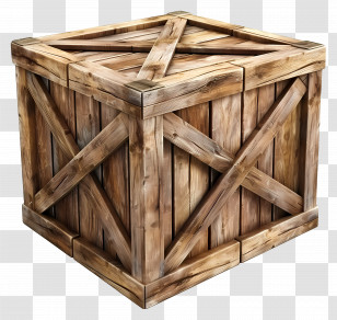 Cargo Wooden Box - Sturdy Wooden Shipping Crate With Cross Design Transparent PNG