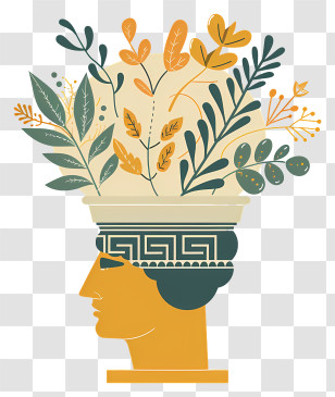 Abstract Plant Vase - Head With Plants Growing Illustration Transparent PNG